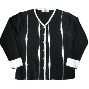 Unique Int'l Women's Rhinestone Button Cardigan Knit Sweater Medium Black